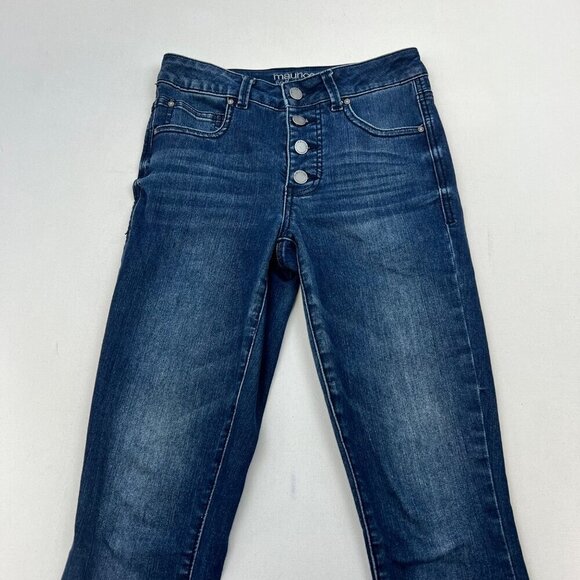 Maurices Womens Ever Flex Skinny Jeans Button Fly Raw Cuff Size 0 Short - Picture 2 of 9